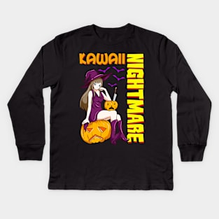 Kawaii Nightmare Halloween Anime Princess Witch Kids Long Sleeve T-Shirt